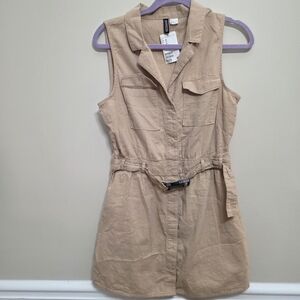H&M Beige Sleeveless Mini Dress